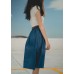 Elastic Waist Single Breasted Length Flare Skirt